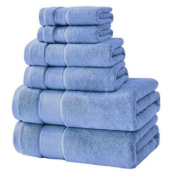 BOGASYL Cotton 6 pc Bath Towel Set, Ultra-Soft & Highly Absorbent Bathroom Towels