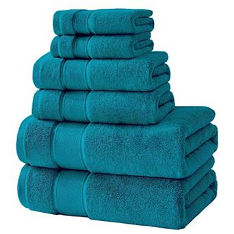 BOGASYL Cotton 6 pc Bath Towel Set, Ultra-Soft & Highly Absorbent Bathroom Towels