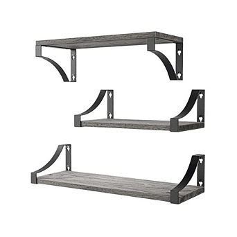 Gray Space Saving Floating Wall Shelves