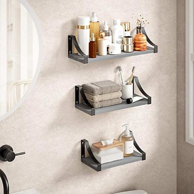 Gray Space Saving Floating Wall Shelves