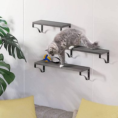 Gray Space Saving Floating Wall Shelves