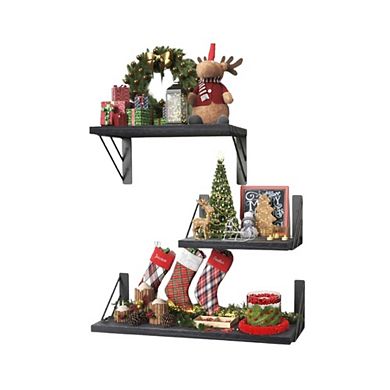 Rustic Black Water Resistant Wall Shelves
