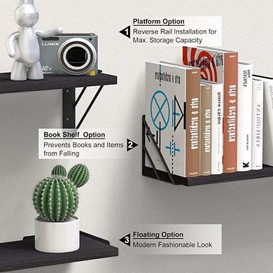 Rustic Black Water Resistant Wall Shelves