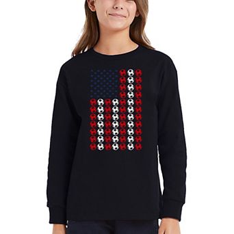 Soccer Flag - Girl's Word Art Long Sleeve T-Shirt