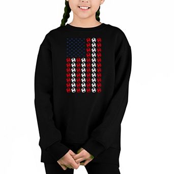 Soccer Flag - Girl's Word Art Crewneck Sweatshirt