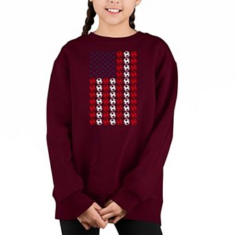 Soccer Flag - Girl's Word Art Crewneck Sweatshirt