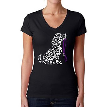 Dog Leash - Women's Word Art V-Neck T-Shirt