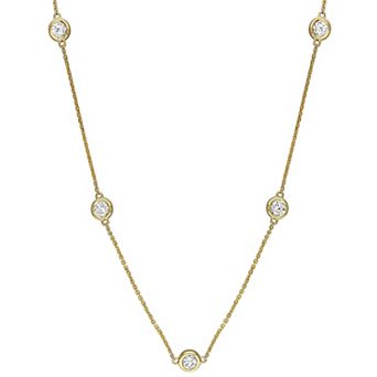 Stella Grace 14k Gold 1 3/4 Carat T.W. Lab-Grown Diamond Bezel Station Necklace