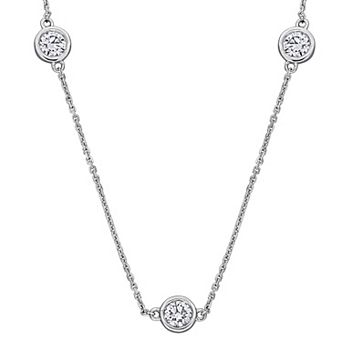 Stella Grace 14k Gold 1 3/4 Carat T.W. Lab-Grown Diamond Bezel Station Necklace