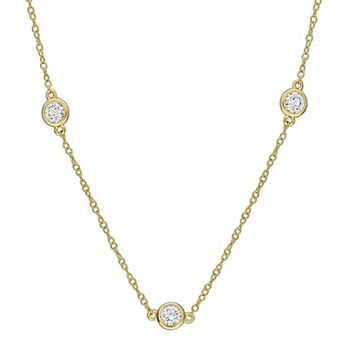 Stella Grace Sterling Silver 1 Carat T.W. Round Lab-Grown Diamond Bezel Necklace