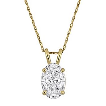 Stella Grace 14k Gold 2 Carat T.W Lab-Grown Diamond Oval & Round Pendant Necklace