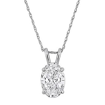 Stella Grace 14k Gold 2 Carat T.W Lab-Grown Diamond Oval & Round Pendant Necklace