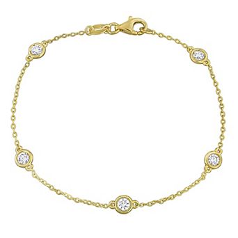 Stella Grace Sterling Silver 3/4 Carat T.W. Lab-Grown Diamond Round Bezel Bracelet