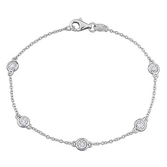 Stella Grace Sterling Silver 3/4 Carat T.W. Lab-Grown Diamond Round Bezel Bracelet
