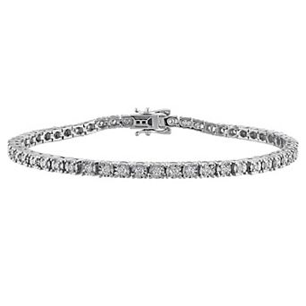 Stella Grace Sterling Silver 1 Carat T.W. Lab-Grown Diamond Round Tennis Bracelet