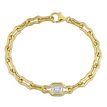 Stella Grace Sterling Silver 1 1/2 Carat T.W. Lab-Grown Diamond Emerald-Cut Bracelet