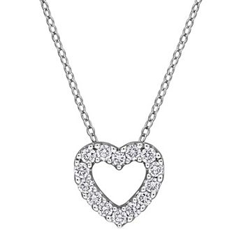 Stella Grace Sterling Silver 1/2 Carat T.W. Lab-Grown Diamond Pave Heart Pendant Necklace