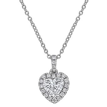 Stella Grace Sterling Silver 1 1/4 Carat T.W. Lab-Grown Diamond Heart & Round Pendant Necklace