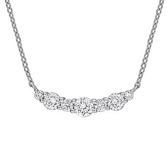 Stella Grace Sterling Silver 1 Carat T.W. Lab-Grown Diamond Round Shared Prong Necklace