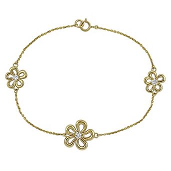 Stella Grace 14k Gold 1/3 Carat T.W. Lab-Grown Diamond Flower Station Bracelet