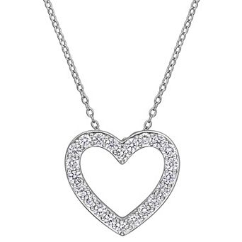 Stella Grace Sterling Silver 1 Carat T.W. Lab-Grown Diamond Open Heart Pendant Necklace