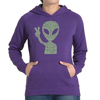 Peace Alien - Women's Word Art Hooded Sweatshirt