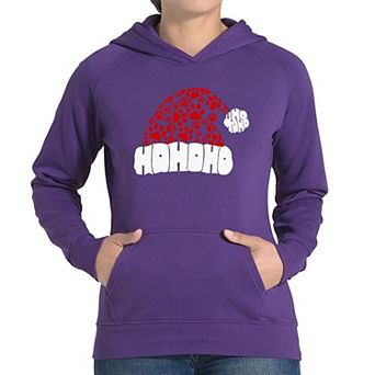 Paw Print Santa Hat - Women's Word Art Hooded Sweatshirt