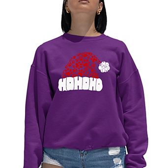 Paw Print Santa Hat - Women's Word Art Crewneck Sweatshirt