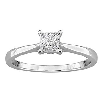 Stella Grace Sterling Silver 1/2 Carat T.W. Lab-Grown Diamond Princess Cut Solitaire Ring