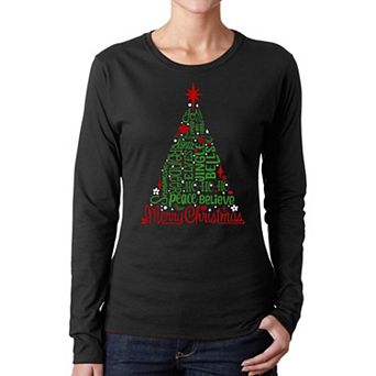 Holiday Christmas Tree - Women's Word Art Long Sleeve T-Shirt