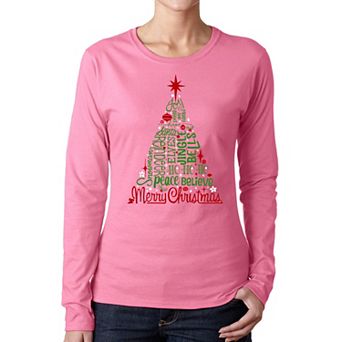 Holiday Christmas Tree - Women's Word Art Long Sleeve T-Shirt