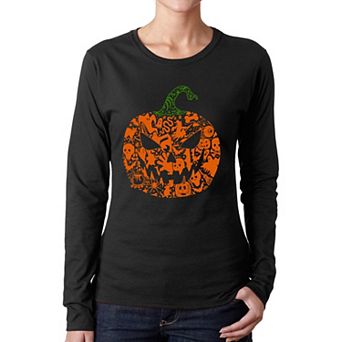 Halloween Pumpkin - Women's Word Art Long Sleeve T-Shirt