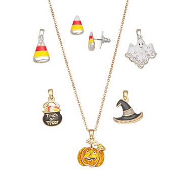 Napier Halloween Icons Polished Post Earring & Pendant Necklace Set