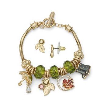 Napier Gold-Tone Polished Post Earring & Bracelet Set
