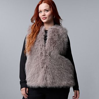 Plus Size Simply Vera Vera Wang Faux Fur Vest