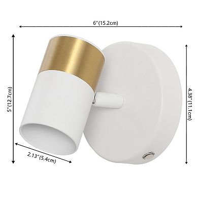 Paola 6" 1-Light Adjustable Head Integrated Dimmable LED Rechargeable Wall Spotlight, Touch Sensor