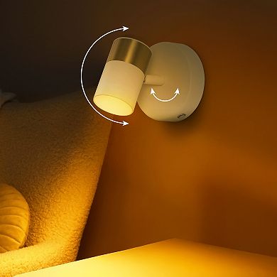 Paola 6" 1-Light Adjustable Head Integrated Dimmable LED Rechargeable Wall Spotlight, Touch Sensor