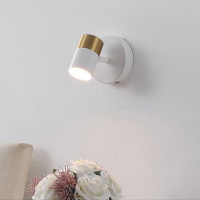 Paola 6" 1-Light Adjustable Head Integrated Dimmable LED Rechargeable Wall Spotlight, Touch Sensor