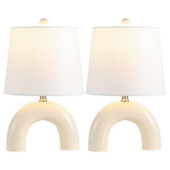 Zadie 17.75" Scandinavian Minimalist Ceramic Arch LED Table Lamp (Set of 2)