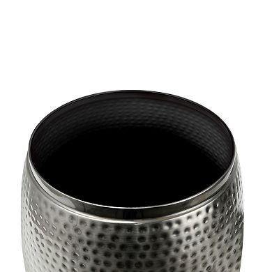 Merida Modern Rustic Hammered Metal Drum Storage Side Table with Lid
