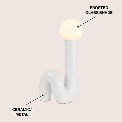Katya 18" Scandinavian Minimalist Ceramic Spiral Tube LED Table Lamp