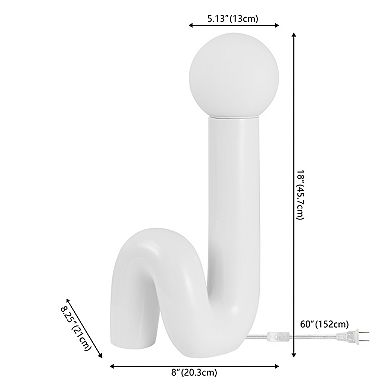 Katya 18" Scandinavian Minimalist Ceramic Spiral Tube LED Table Lamp