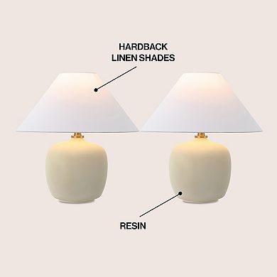Delphi 18.25" Minimalist Scandinavian Resin/Iron LED Table Lamp (Set of 2)