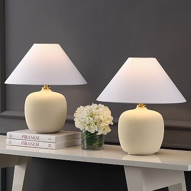 Delphi 18.25" Minimalist Scandinavian Resin/Iron LED Table Lamp (Set of 2)