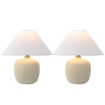Delphi 18.25" Minimalist Scandinavian Resin/Iron LED Table Lamp (Set of 2)