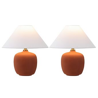 Delphi 18.25" Minimalist Scandinavian Resin/Iron LED Table Lamp (Set of 2)