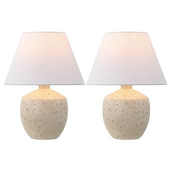 Myron 18" Minimalist Scandinavian Concrete Effect Resin/Iron LED Table Lamp (Set of 2)