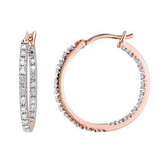 Stella Grace Sterling Silver 1/4 Carat T.W. Diamond Round Pave Click-It Hoop Earrings