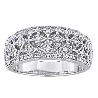 Stella Grace Sterling Silver 1/10 Carat T.W. Diamond Round Pave Band Ring