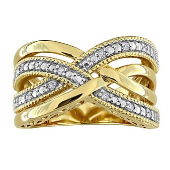 Stella Grace Sterling Silver 1/10 Carat T.W. Diamond Round Crisscross Ring